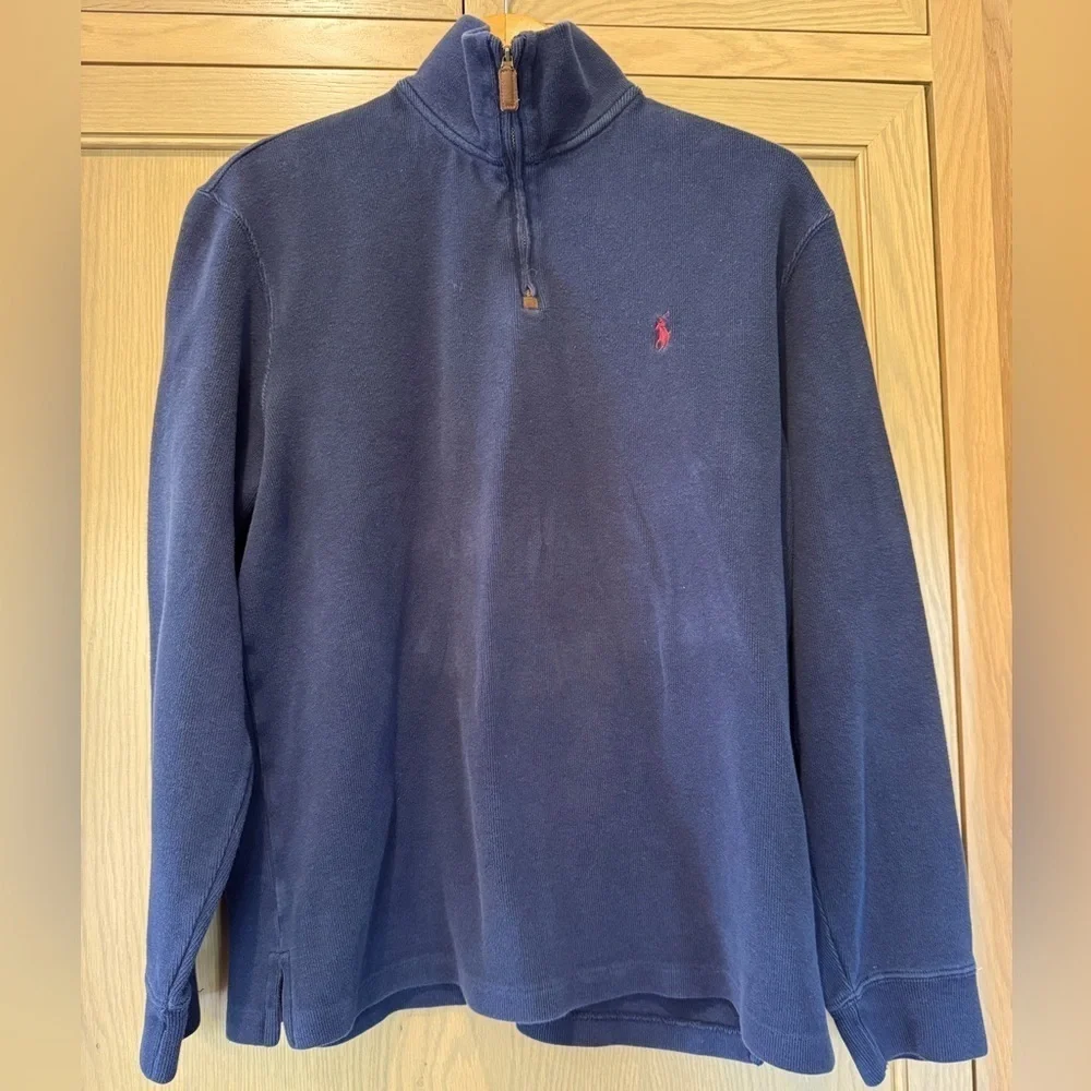 Polo Ralph Lauren Y2K Navy Quarter-Zip Cotton High Neck / large